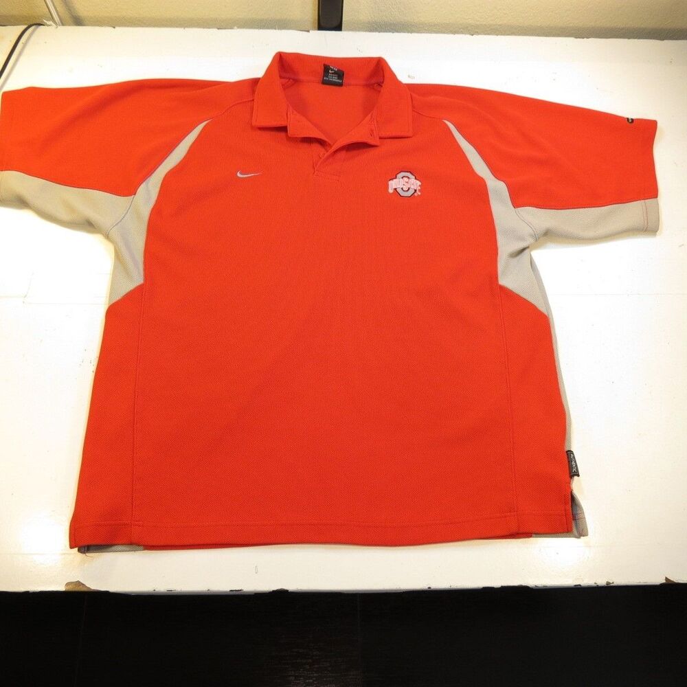 OHIO STATE COLLEGE FOOTBALL BUCKEYES POLO SHIRT  XL Red NIKE TEAM DRI FIT